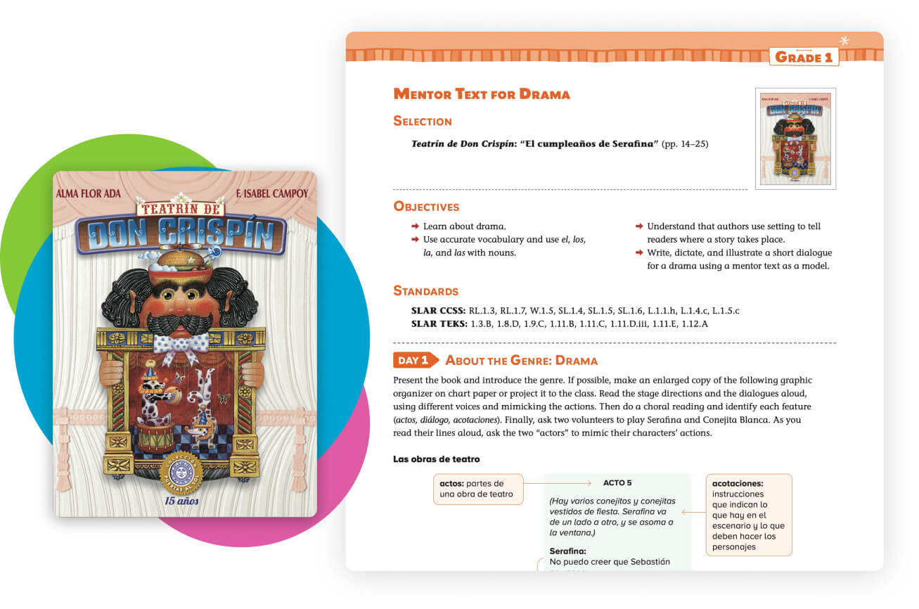 A+ Spanish Mentor Texts Lesson Plan and book sample