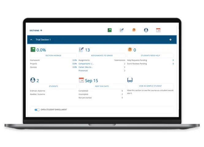 Course management interface