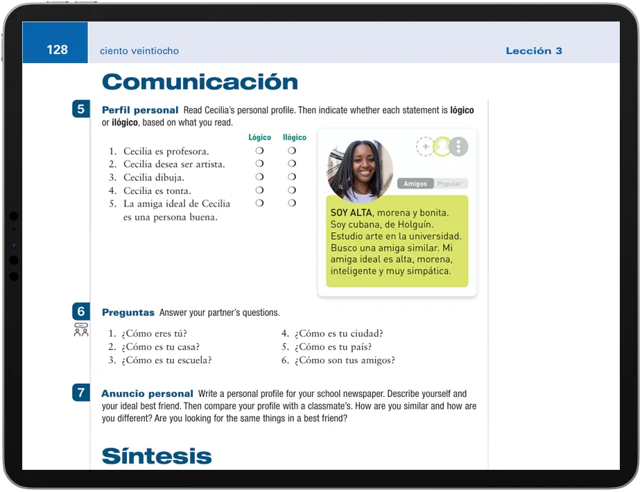 <em>Comunicación</em> sections