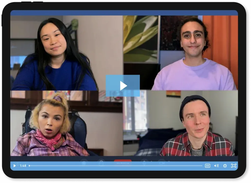 A group of students doing a video call.