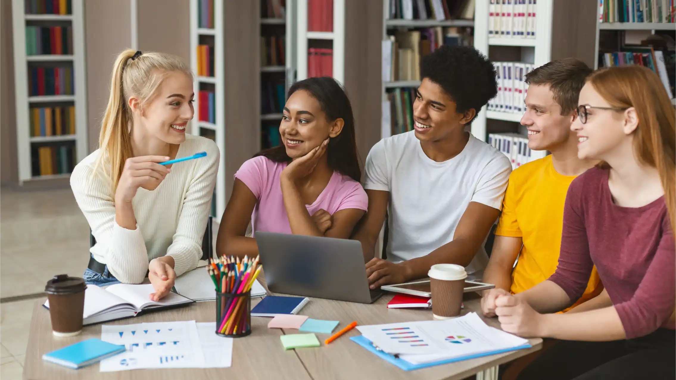 Group of students having a discussion