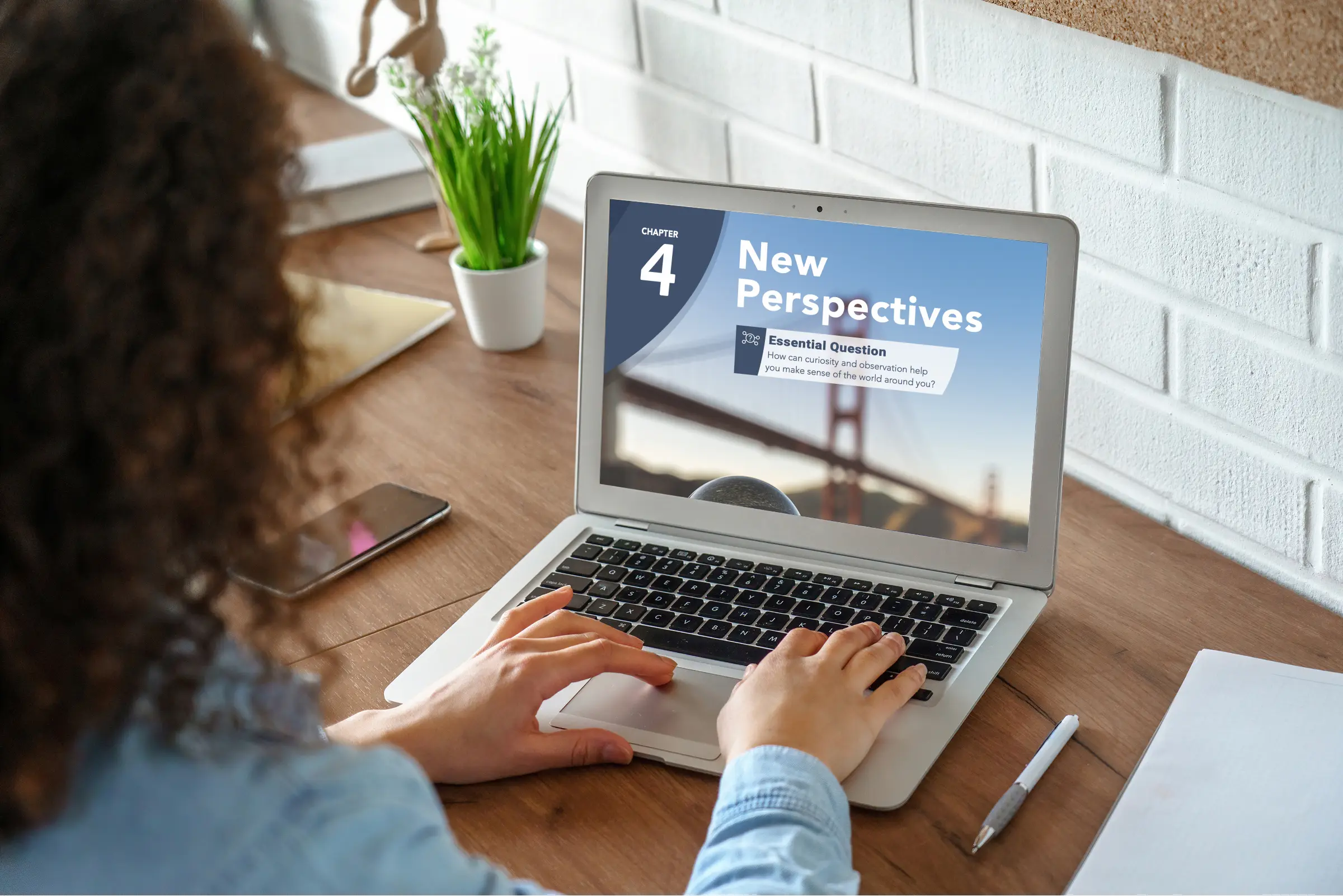 Student browsing Vision of the Future on a laptop