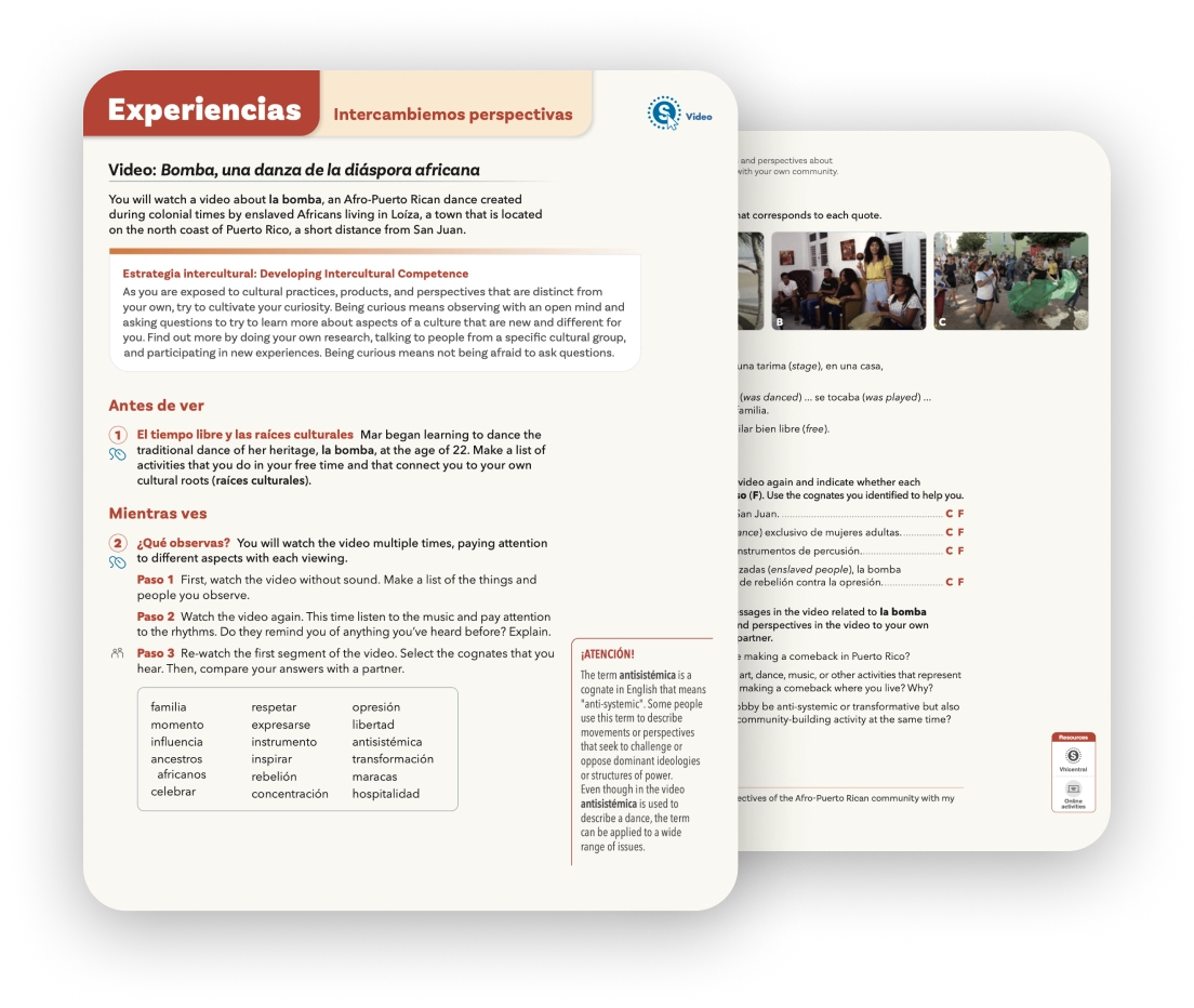 Pages 98-99 of Experiencias Beginning