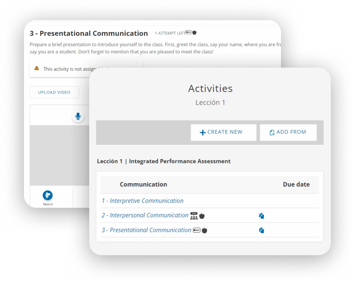 Screen shot of Assignable Integrated Performance Assessments