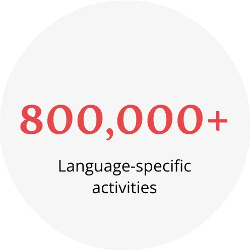 800,000 plust language activities bubble callout