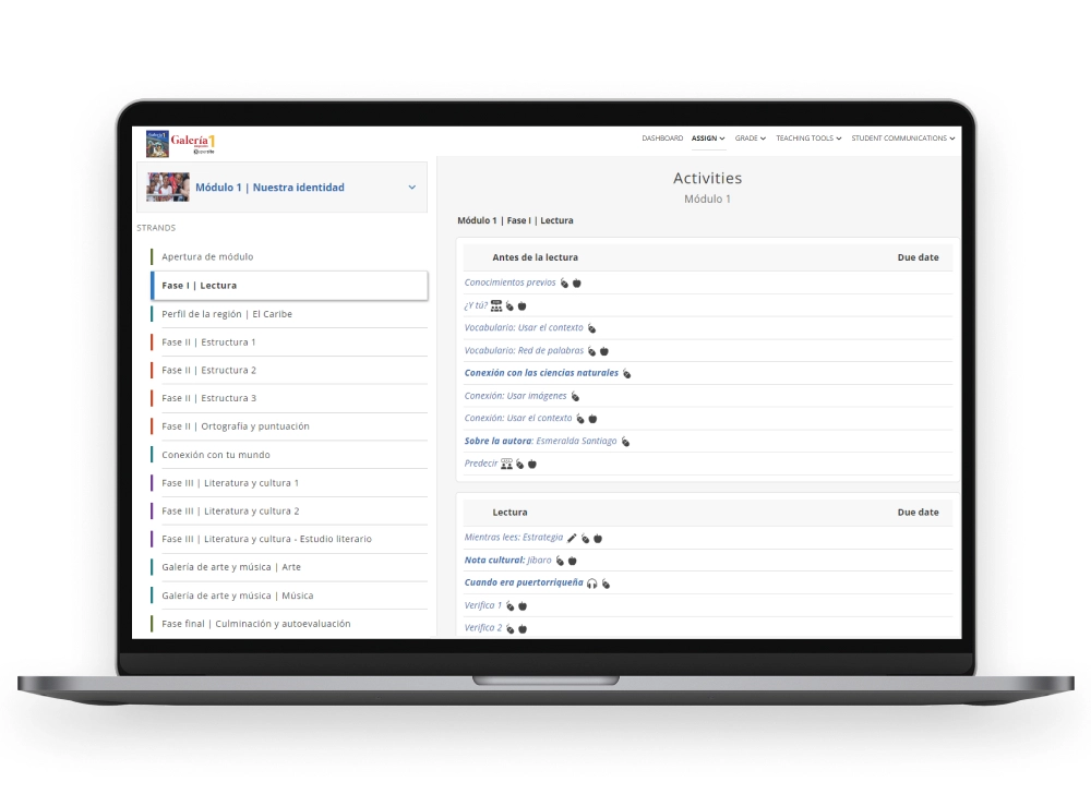 A laptop showing Galeria's time saving tools.