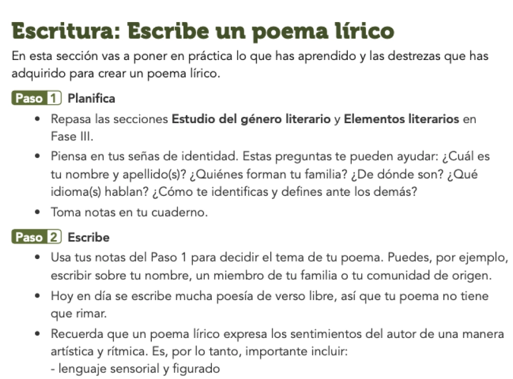 Escritura writing project