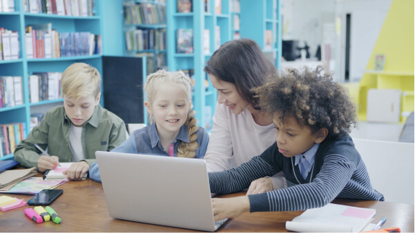 Students with a teacher