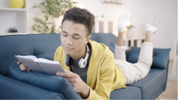 Student reading a book