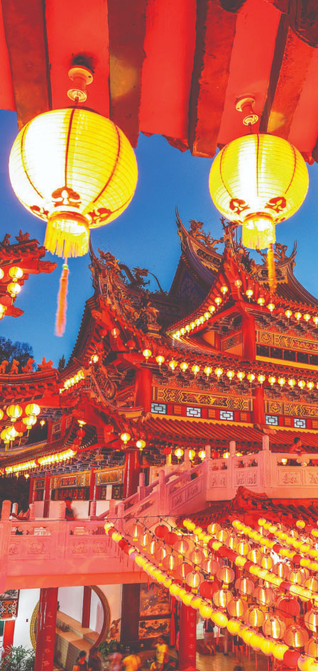 Traditional building with lanterns