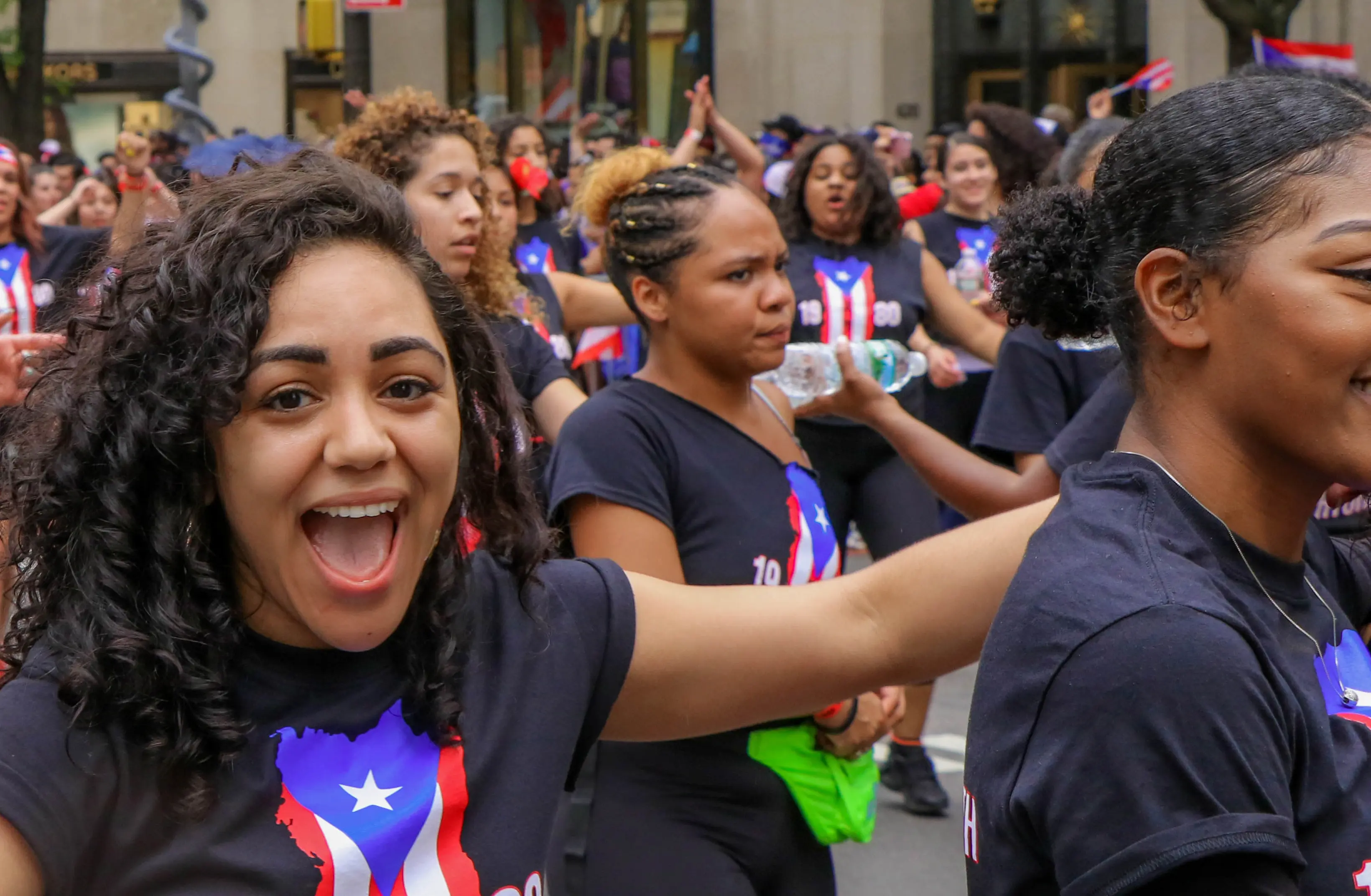 A girl celebrating in a parade