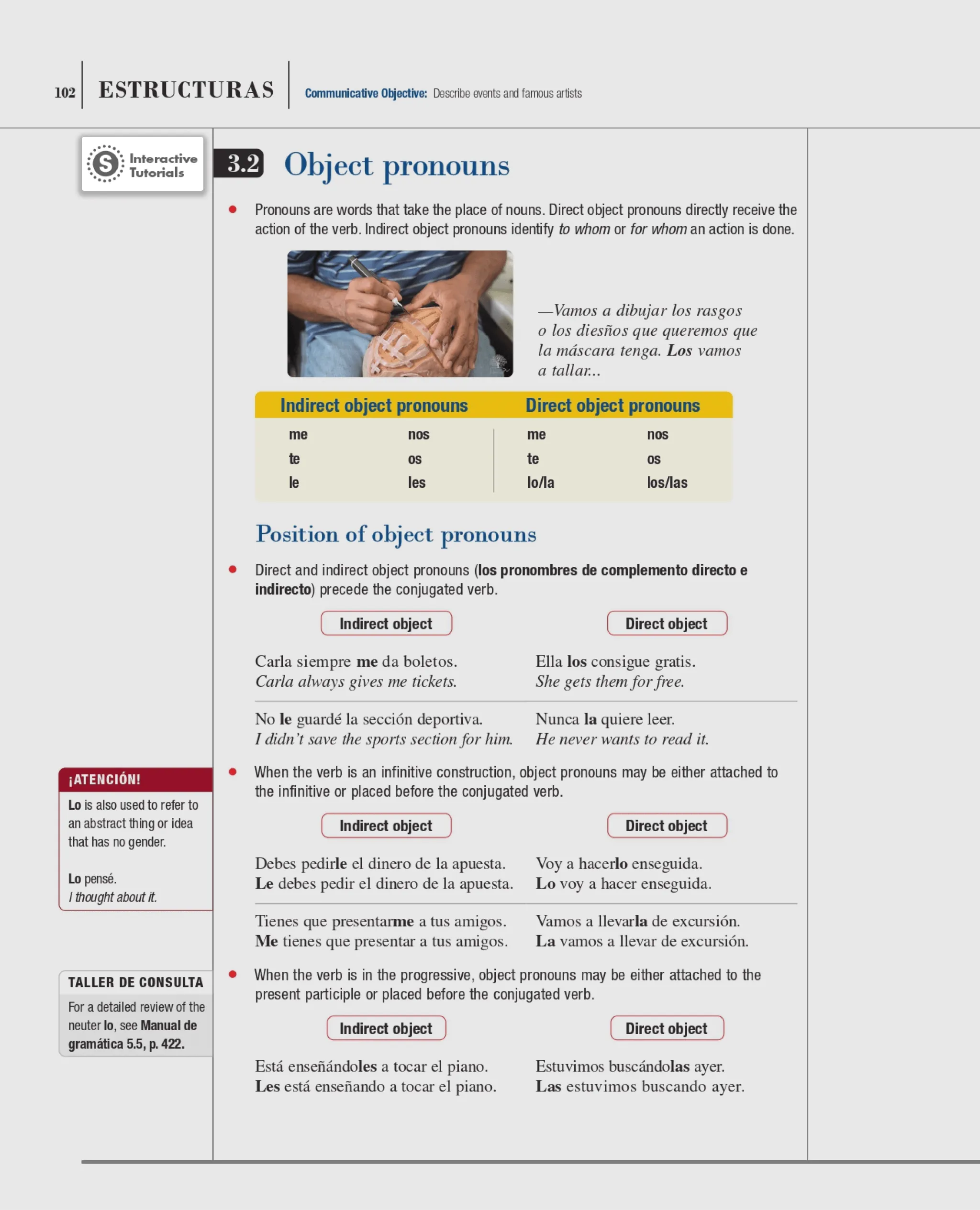 Perspectivas, Lesson 3 page 102