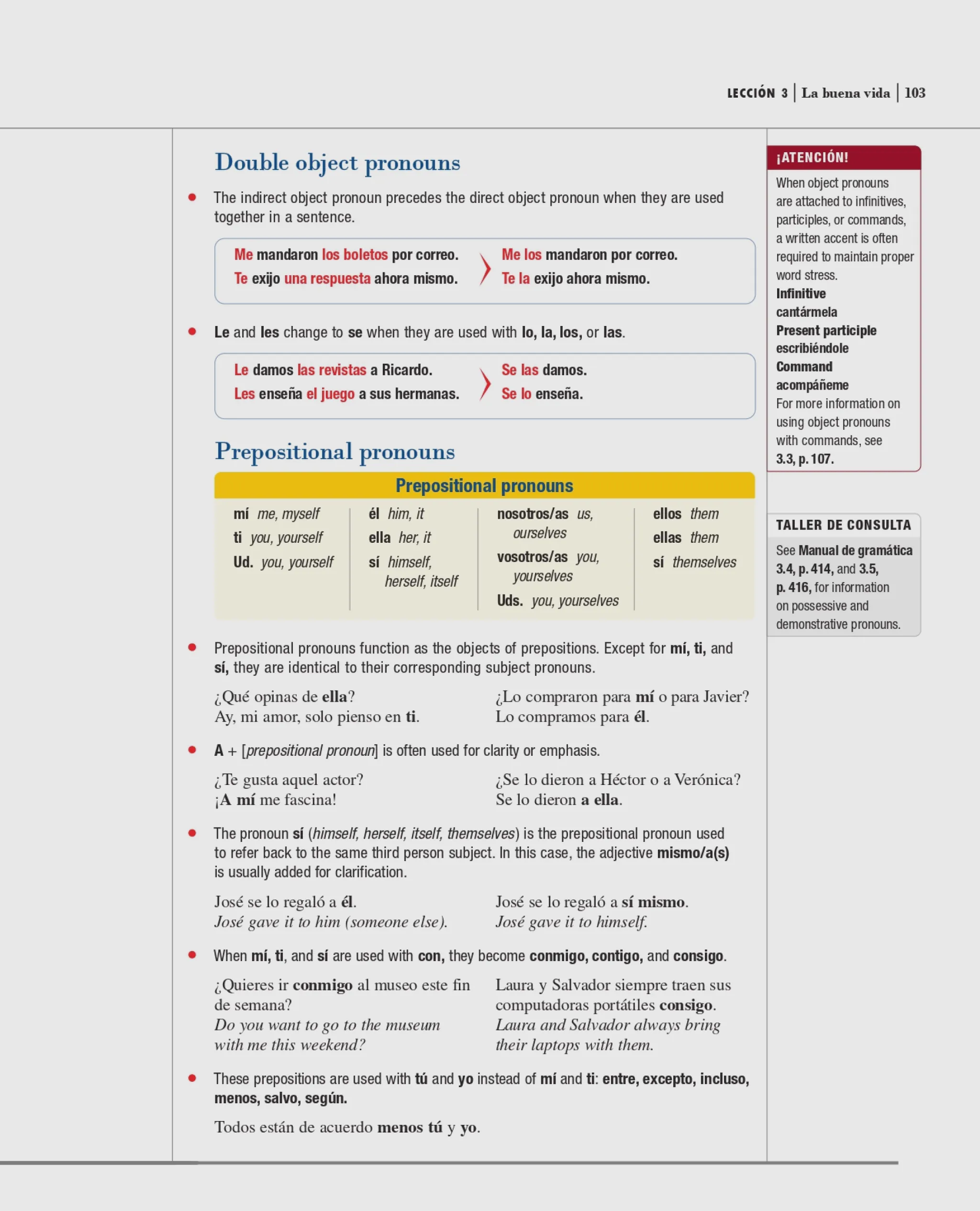 Perspectivas, Lesson 3 page 103