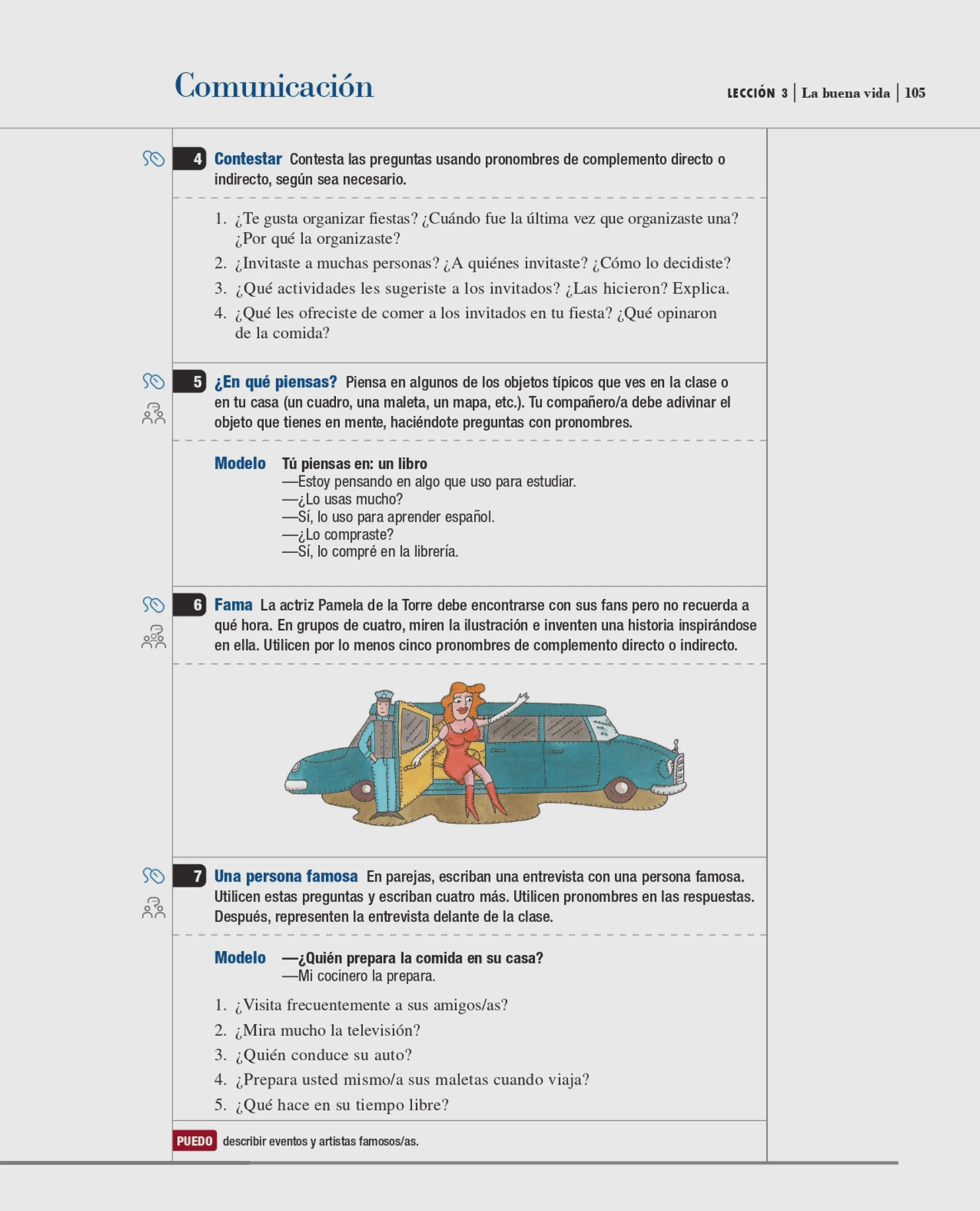 Perspectivas, Lesson 3 page 105