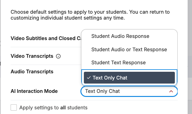 Interaction Mode Selection