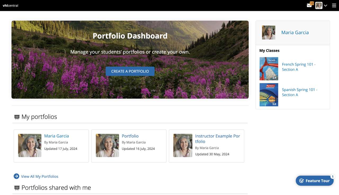 Student portfolio dashboard