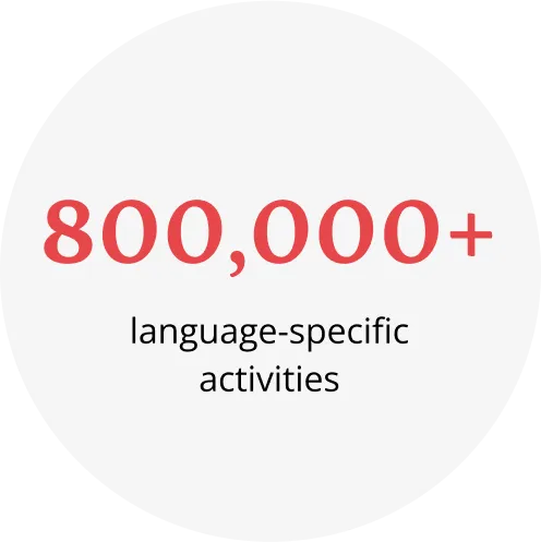 800,000 plust language activities bubble callout