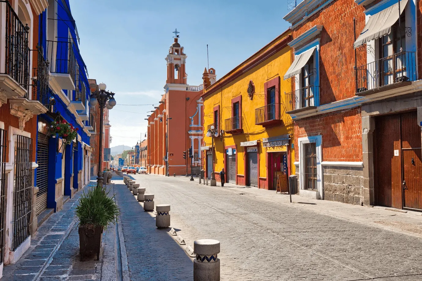 Puebla streets in historic center, Mexico