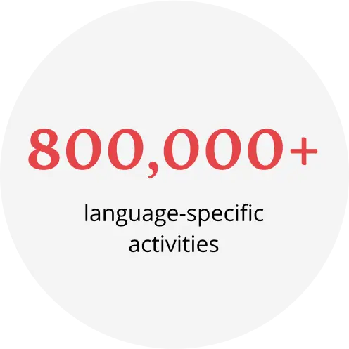 800,000 plust language activities bubble callout