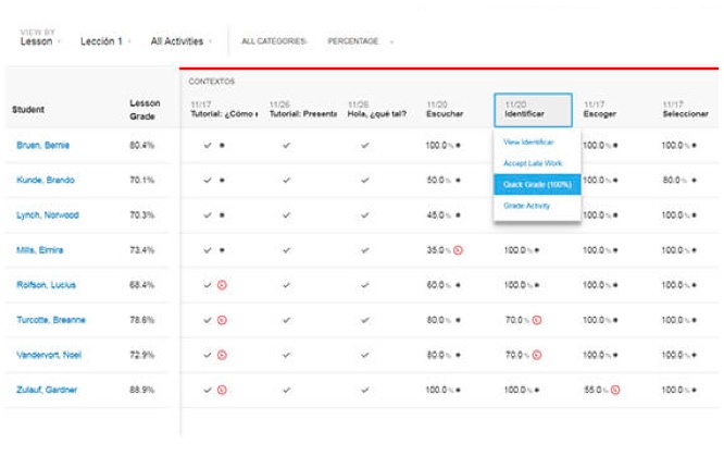 Course management interface