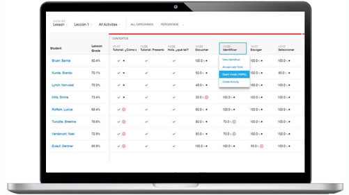 Course management interface