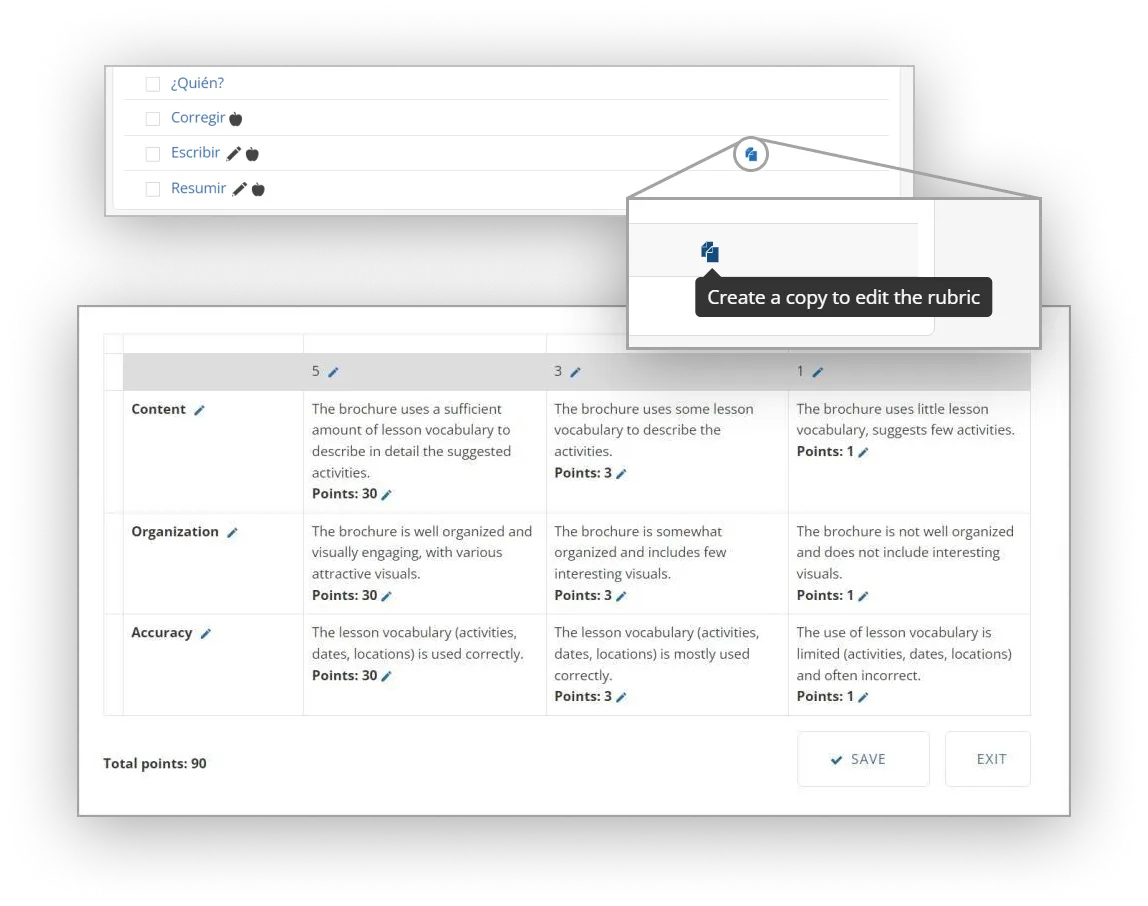 Evaluation rubrics