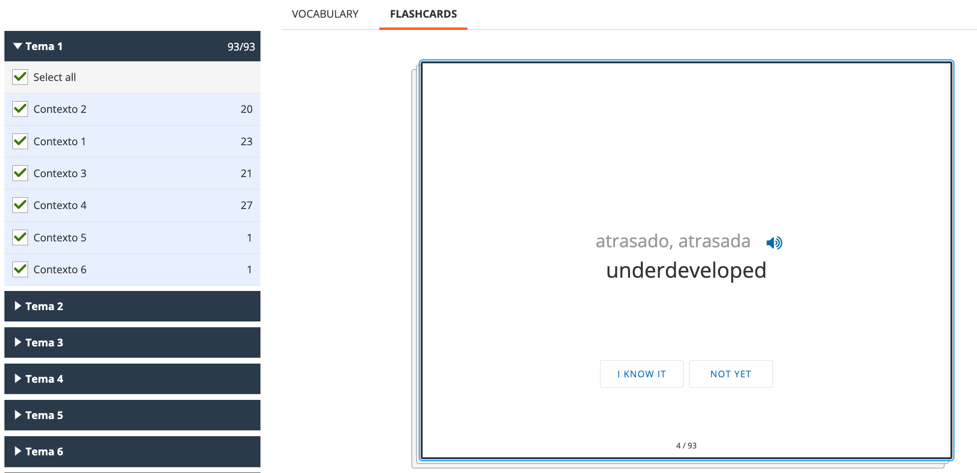 enhanced My Vocabulary tool