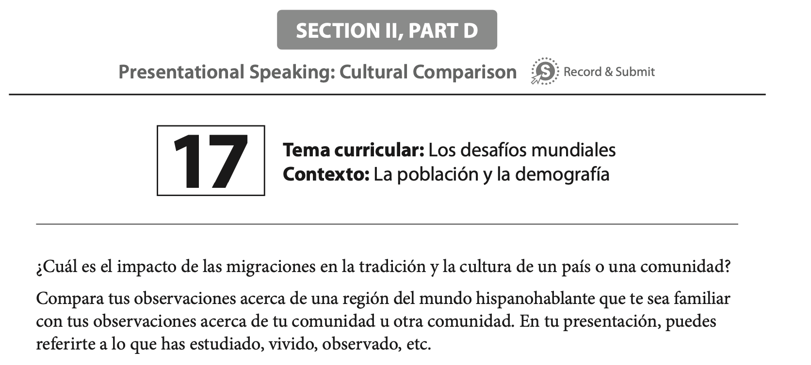 Presentational Speaking: Cultural Comparison
