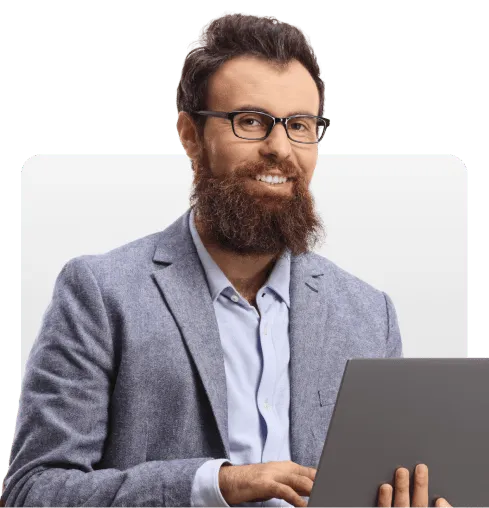 School administrator with laptop