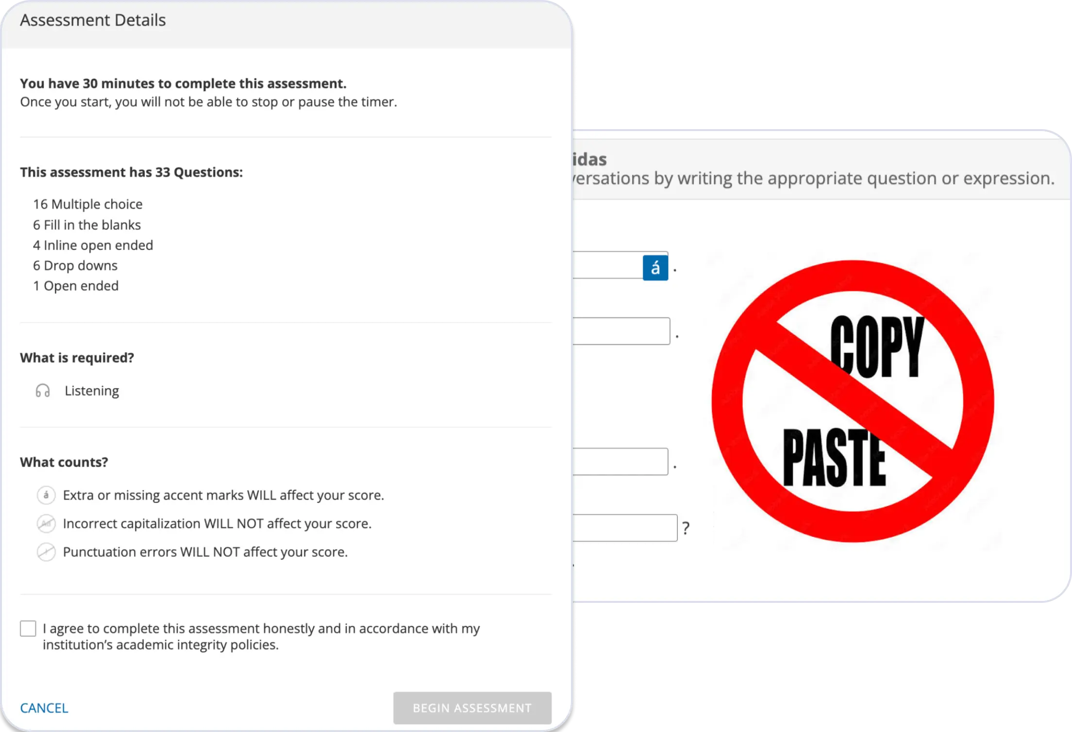 Assessment Integrity Screenshots
