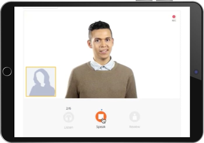 Video chat interface on a tablet